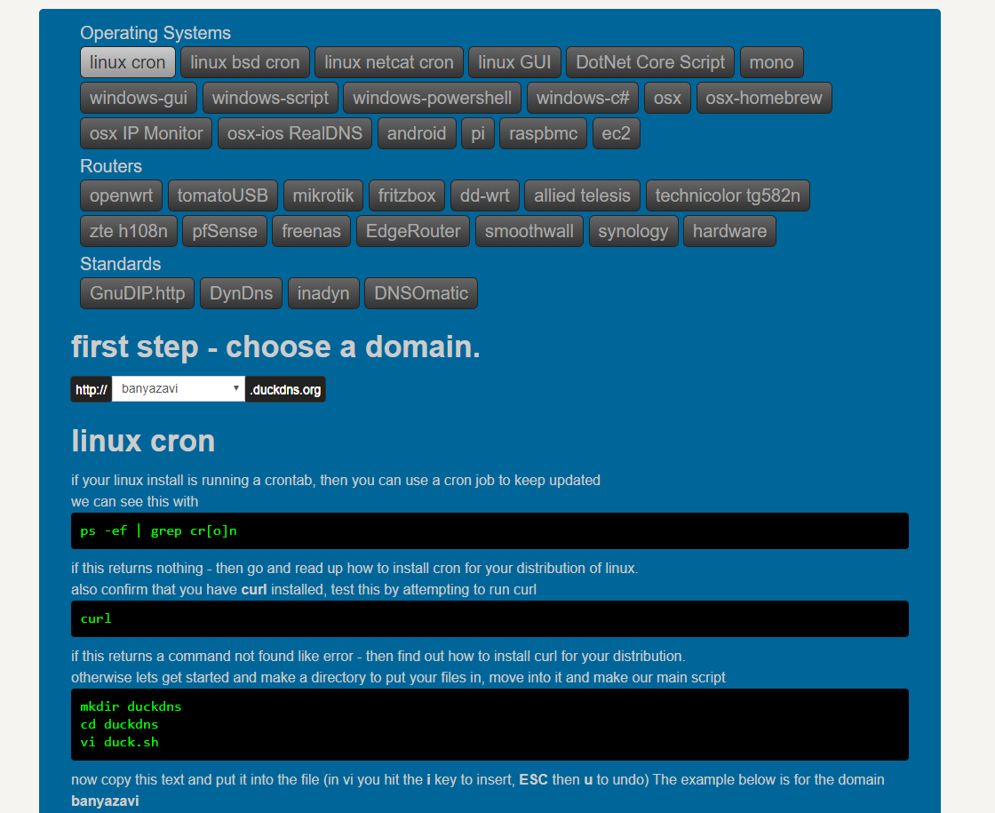 Duck DNS Install