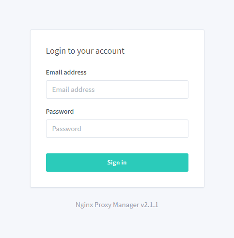 Nginx Proxy Manager 접속 화면
