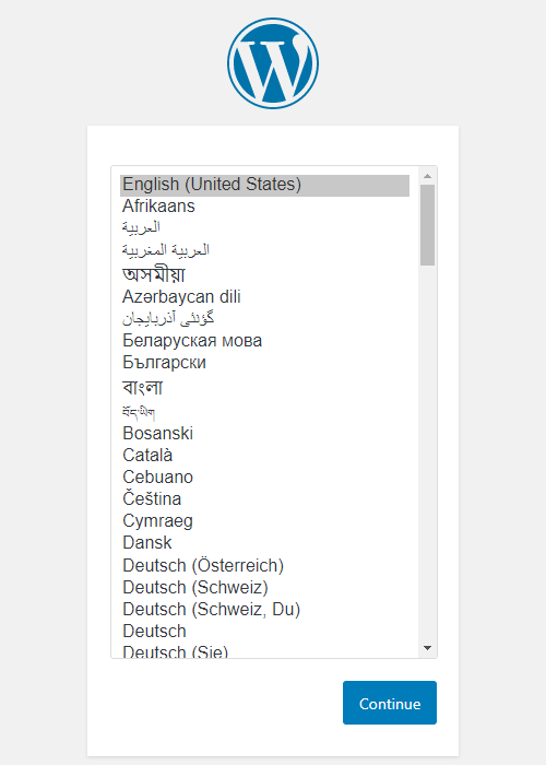 WordPress 설치 언어 선택